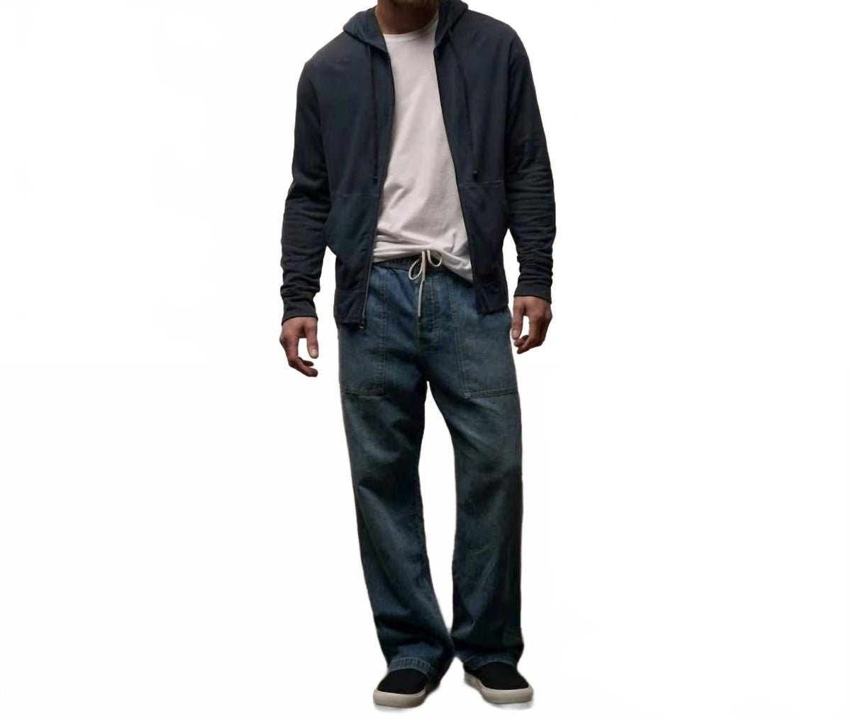 Men's French Terrry Zip Up Hoodie In Deep