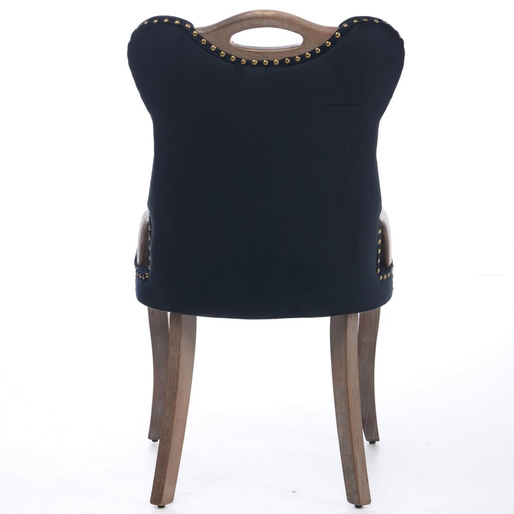 Luxury Upholstered Side Chairs with Tufted Backrests and Curved Wood Legs