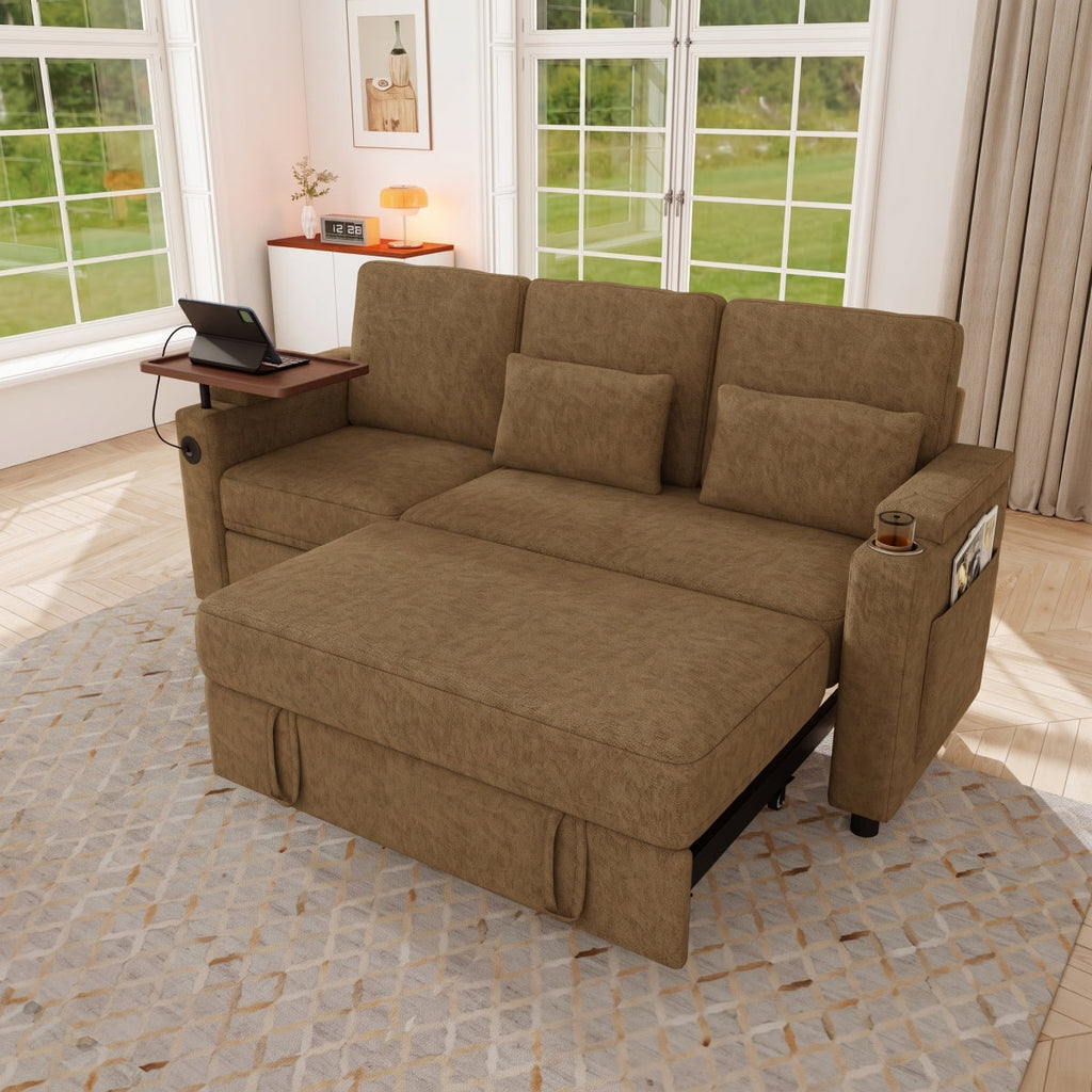 Streamdale 81" 3-in-1 Foldable Sofa Bed with USB Ports, Table & Storage Armrests