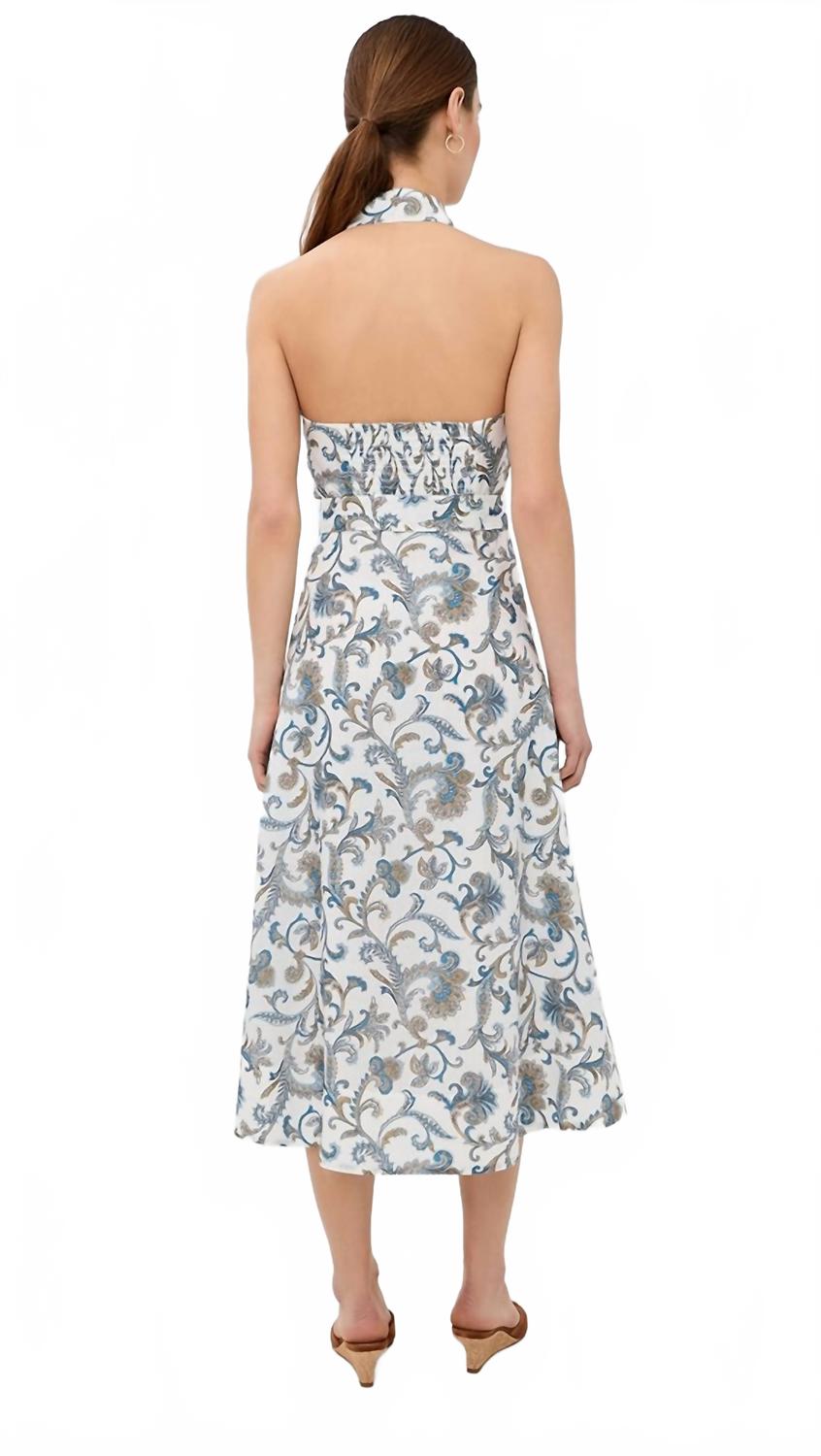 Mackey Paisley Halter Midi Dress In Dove Multi