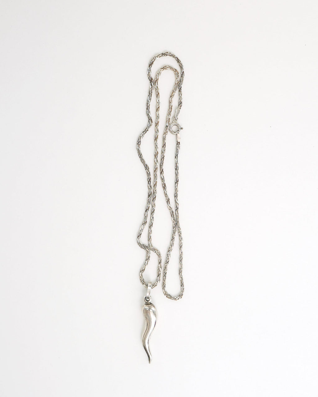 Silver Chain Necklace w/ Horn Charm