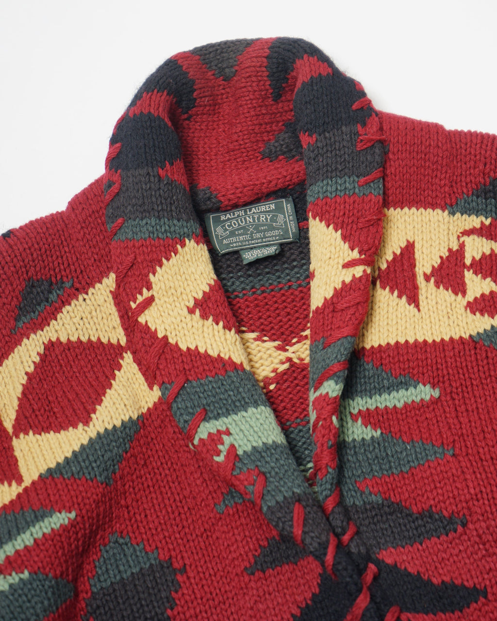 Native Patterned Hand Knit Wool Shawl Cardigan