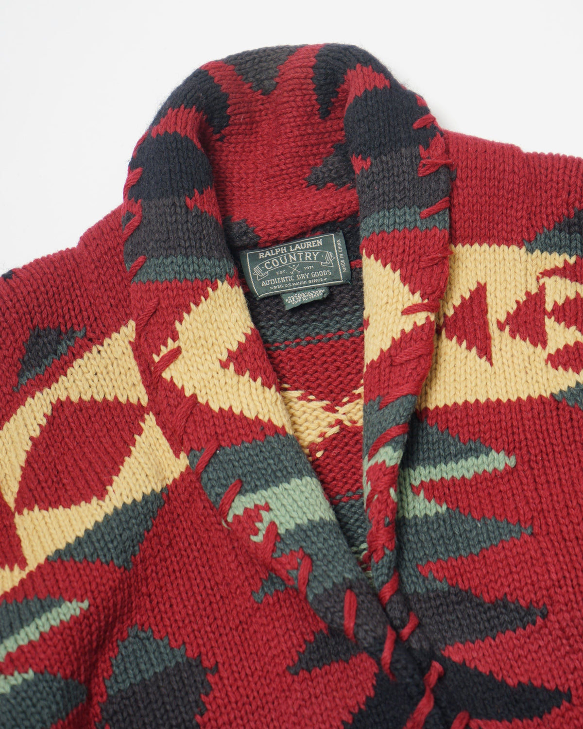 Native Patterned Hand Knit Wool Shawl Cardigan