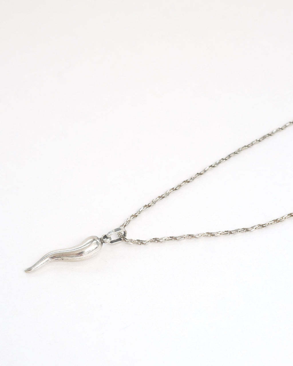 Silver Chain Necklace w/ Horn Charm