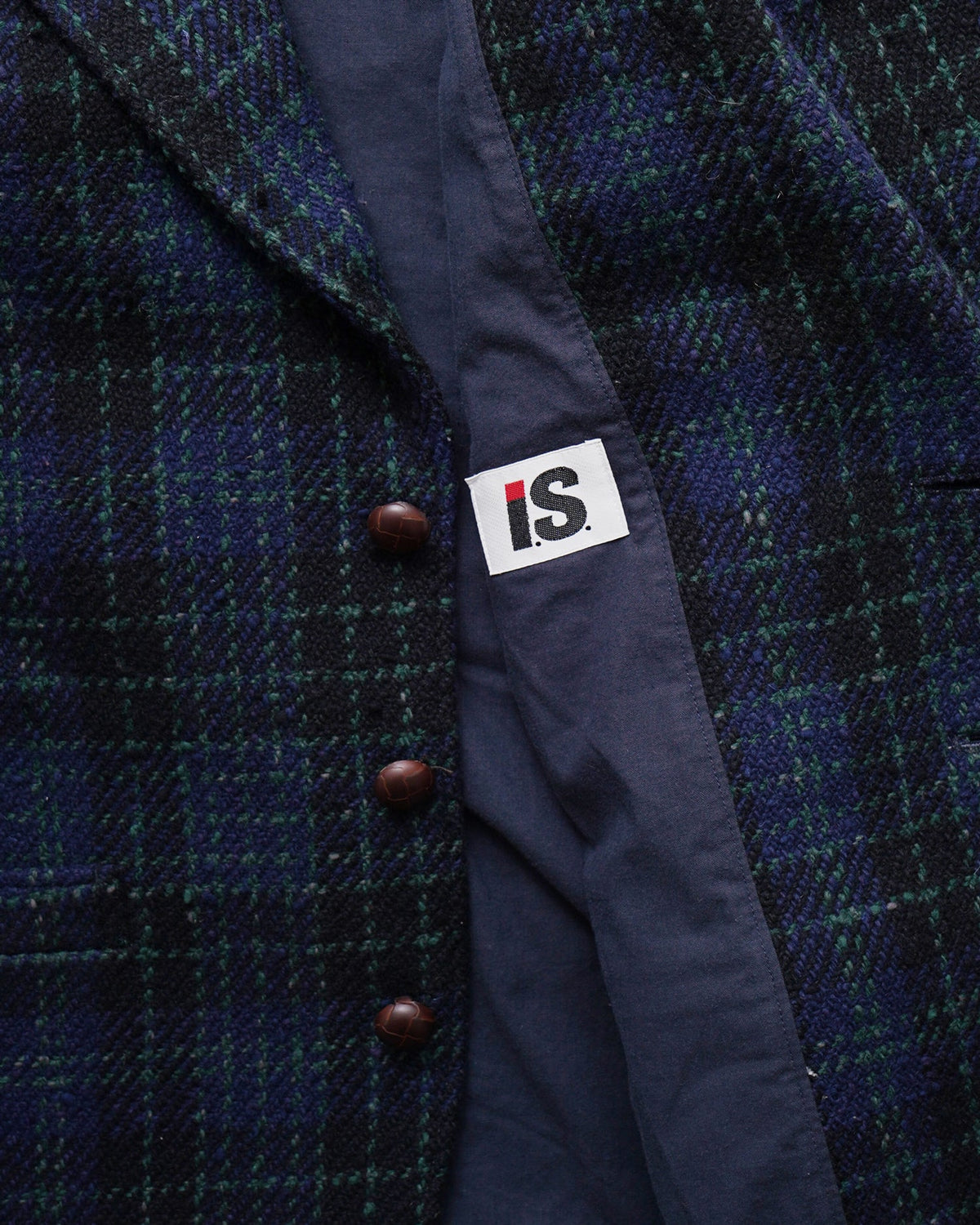 Leather Elbow Patched Plaid Tailored Jacket