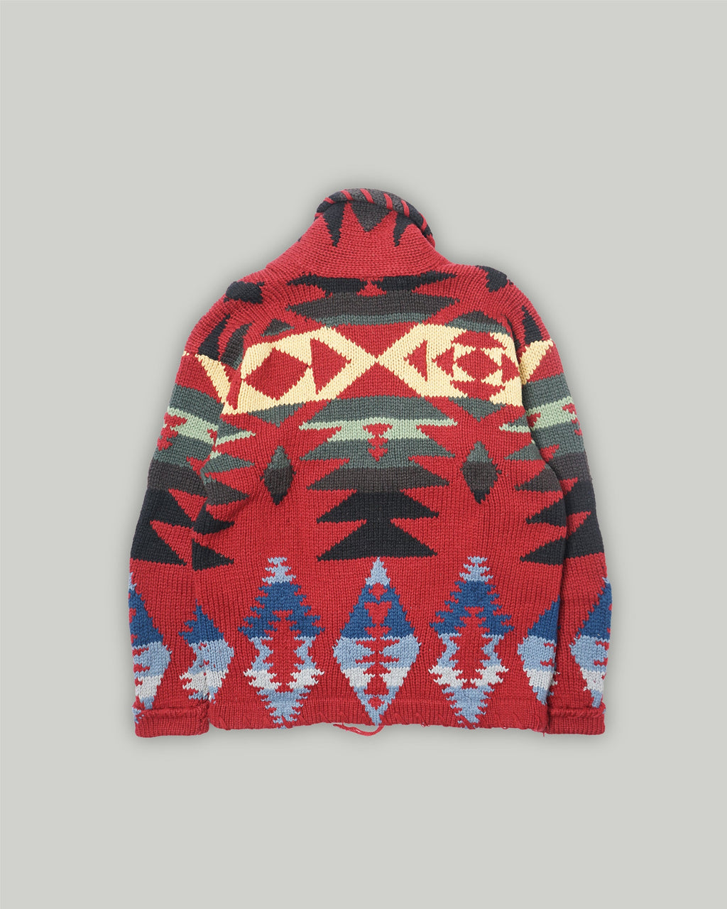 Native Patterned Hand Knit Wool Shawl Cardigan