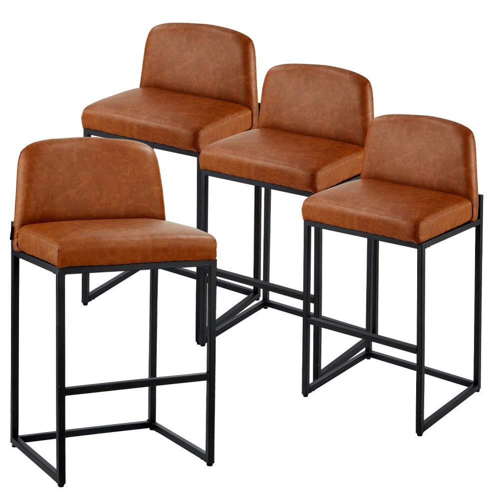 Contemporary Counter Chairs with Upholstered Seats and Metal Legs