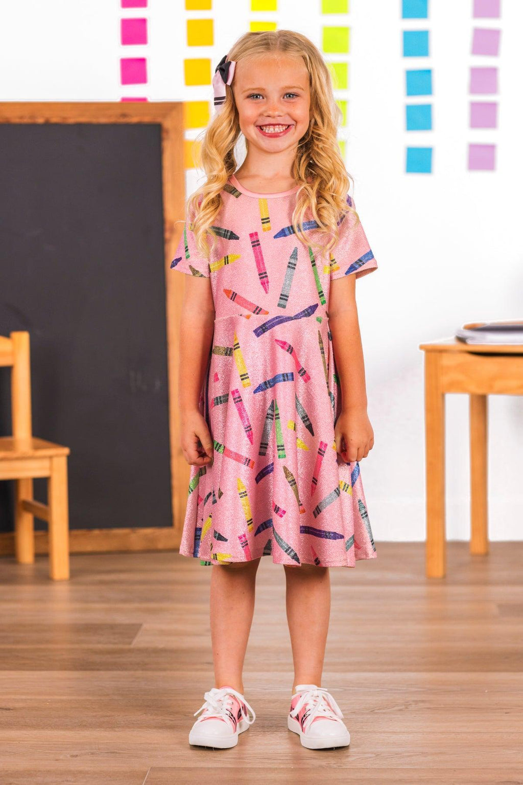 Mom & Me - Pink Glitter Crayon Dress