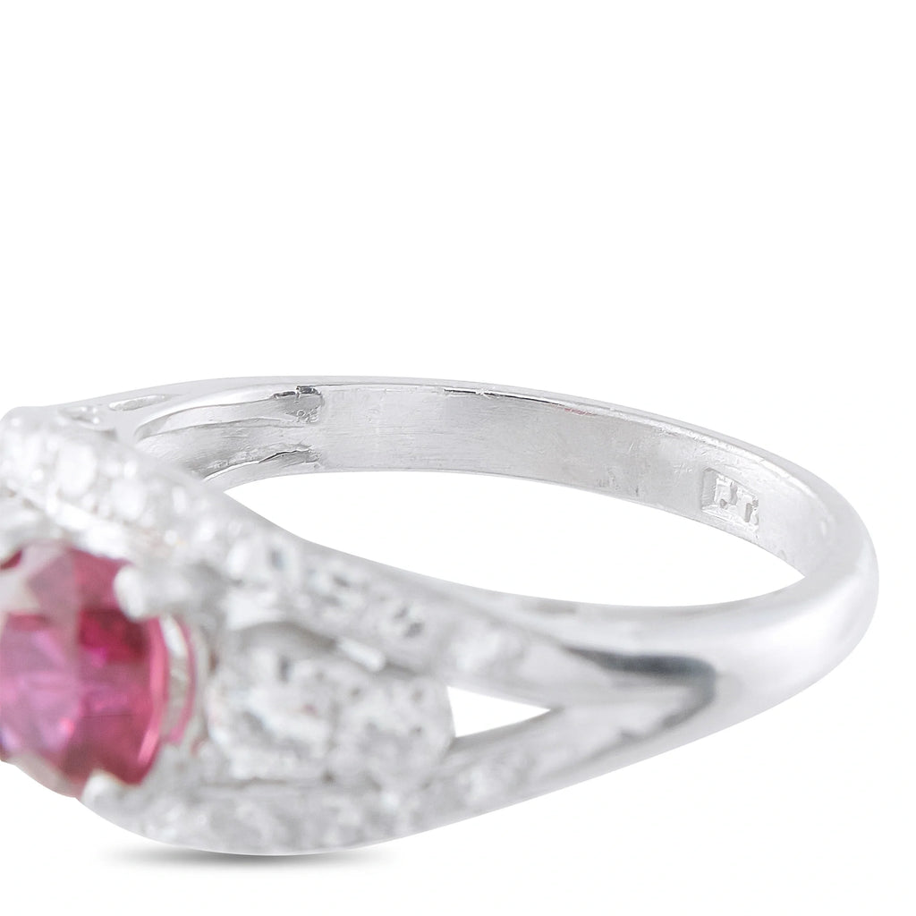 LB Exclusive Platinum 0.60ct Diamond Ruby Ring MF17-072826