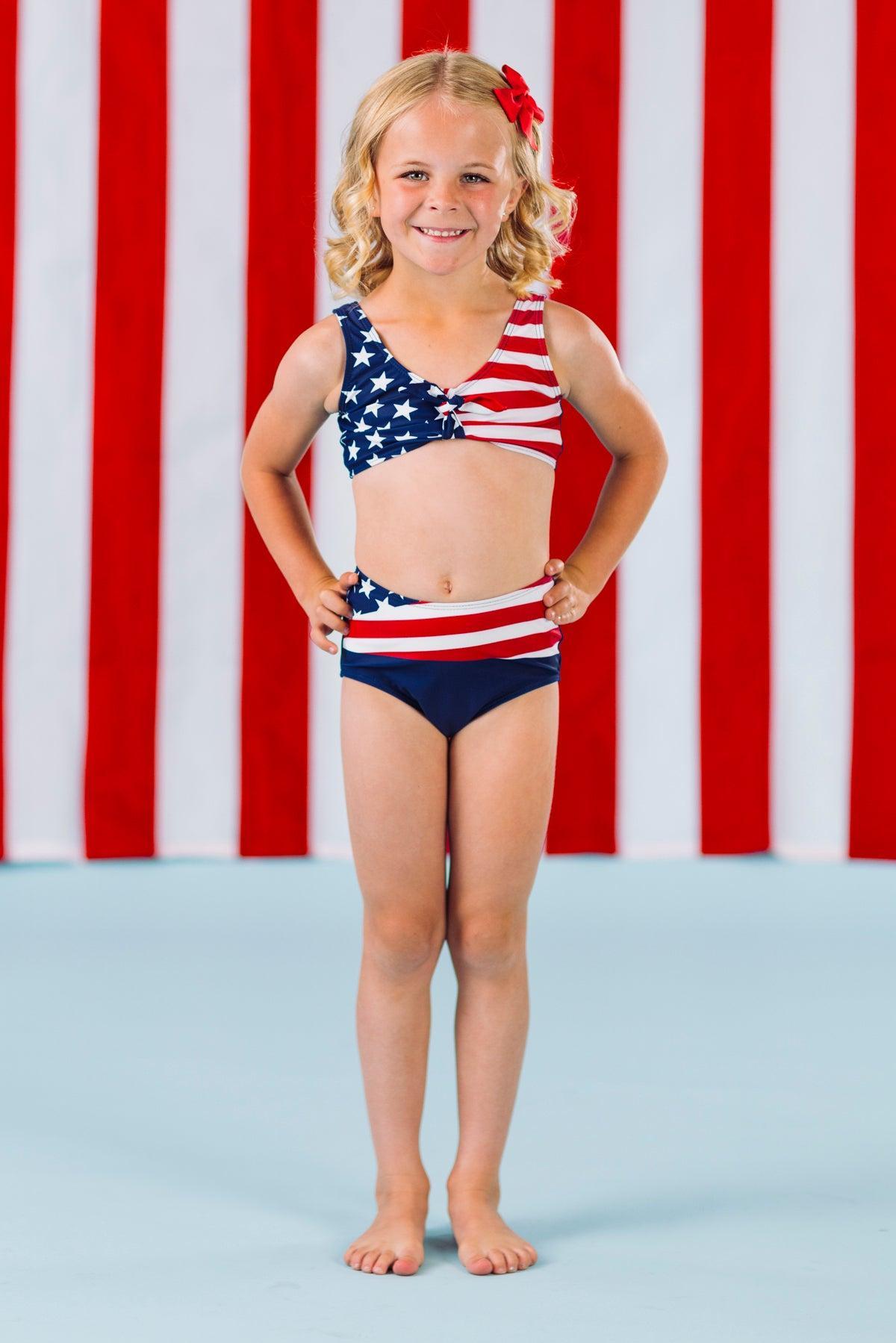 Abstract American Flag Family Swimsuits