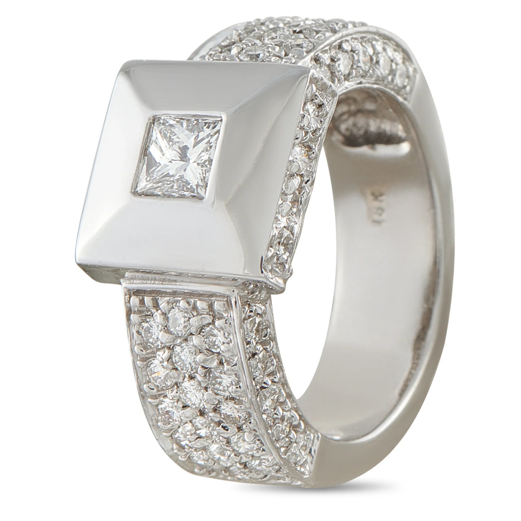 LB Exclusive 18K White Gold 0.65ct Diamond Pyramid Ring MF07-071726