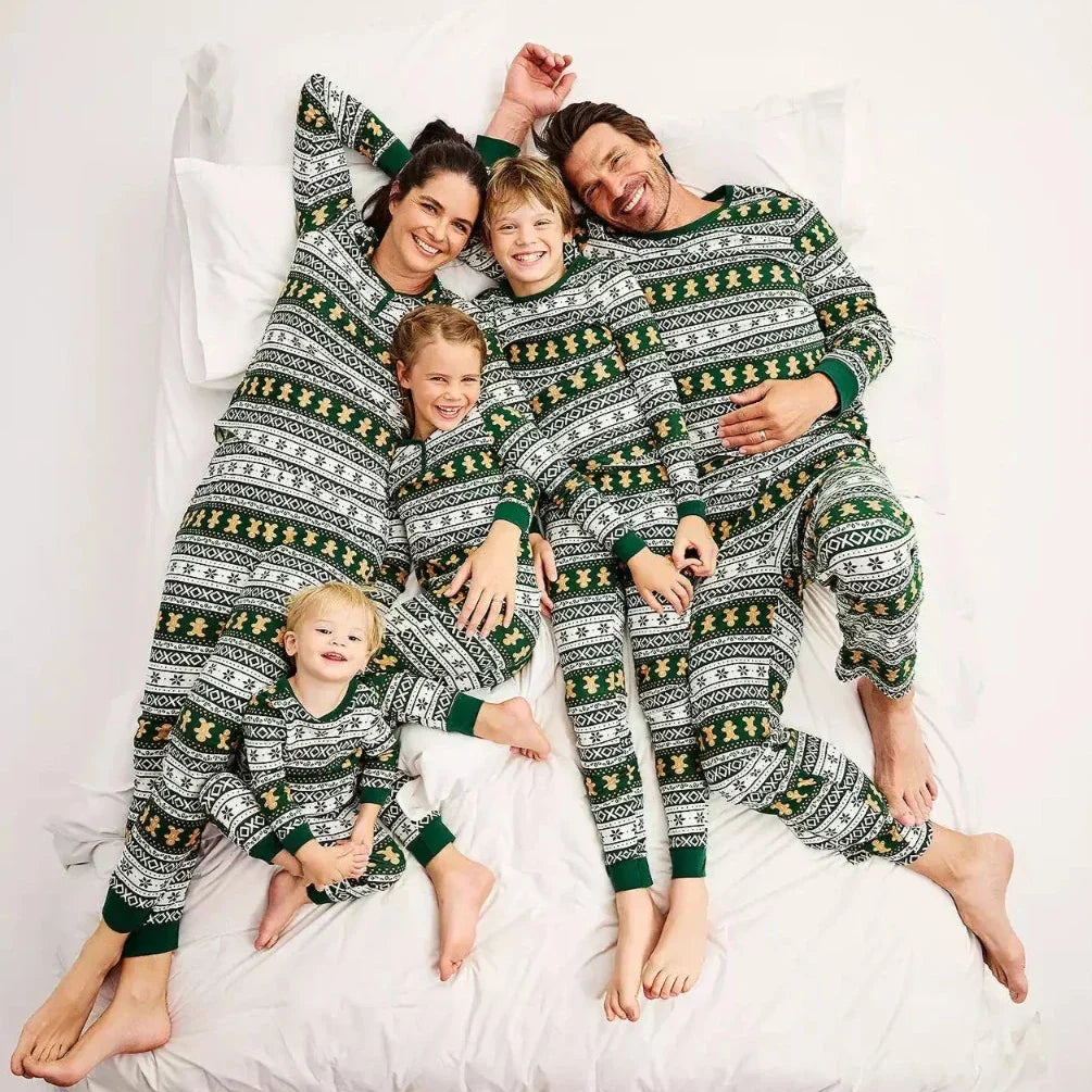 Green Gingerbread Matching Family Christmas Pajamas (Dog Pajamas Included)