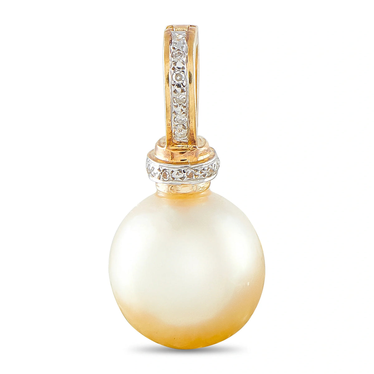 LB Exclusive 18K Yellow Gold 0.10ct Diamond and South Sea Pearl Pendant MF06-092226