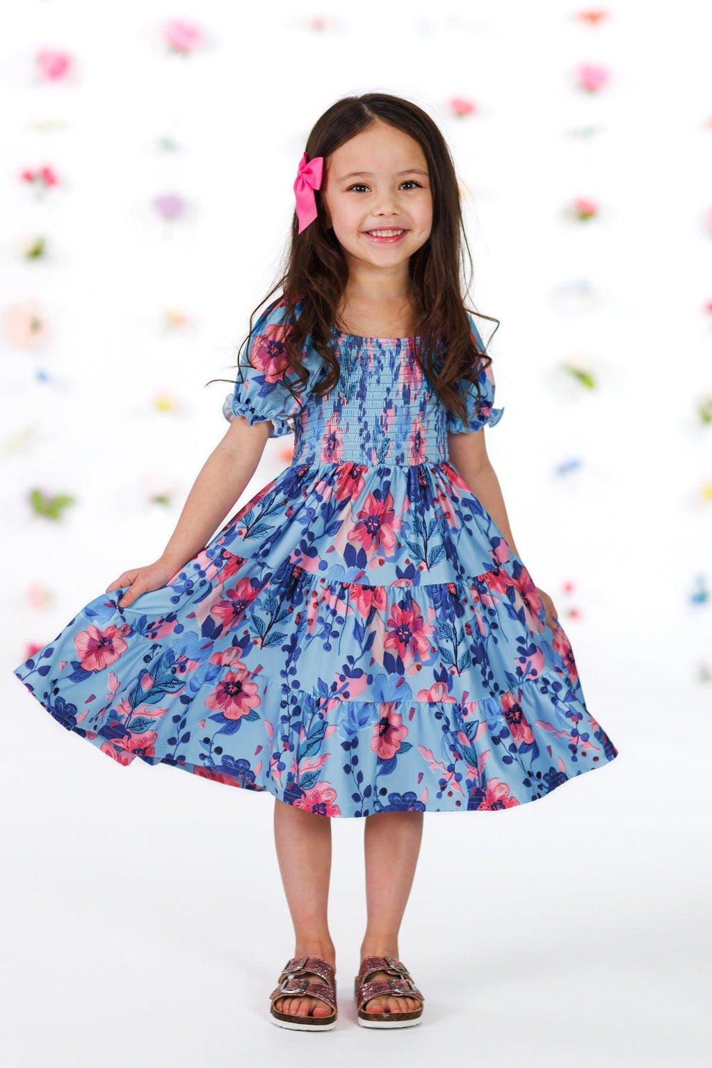 Mom & Me - Blue & Pink Floral Dress