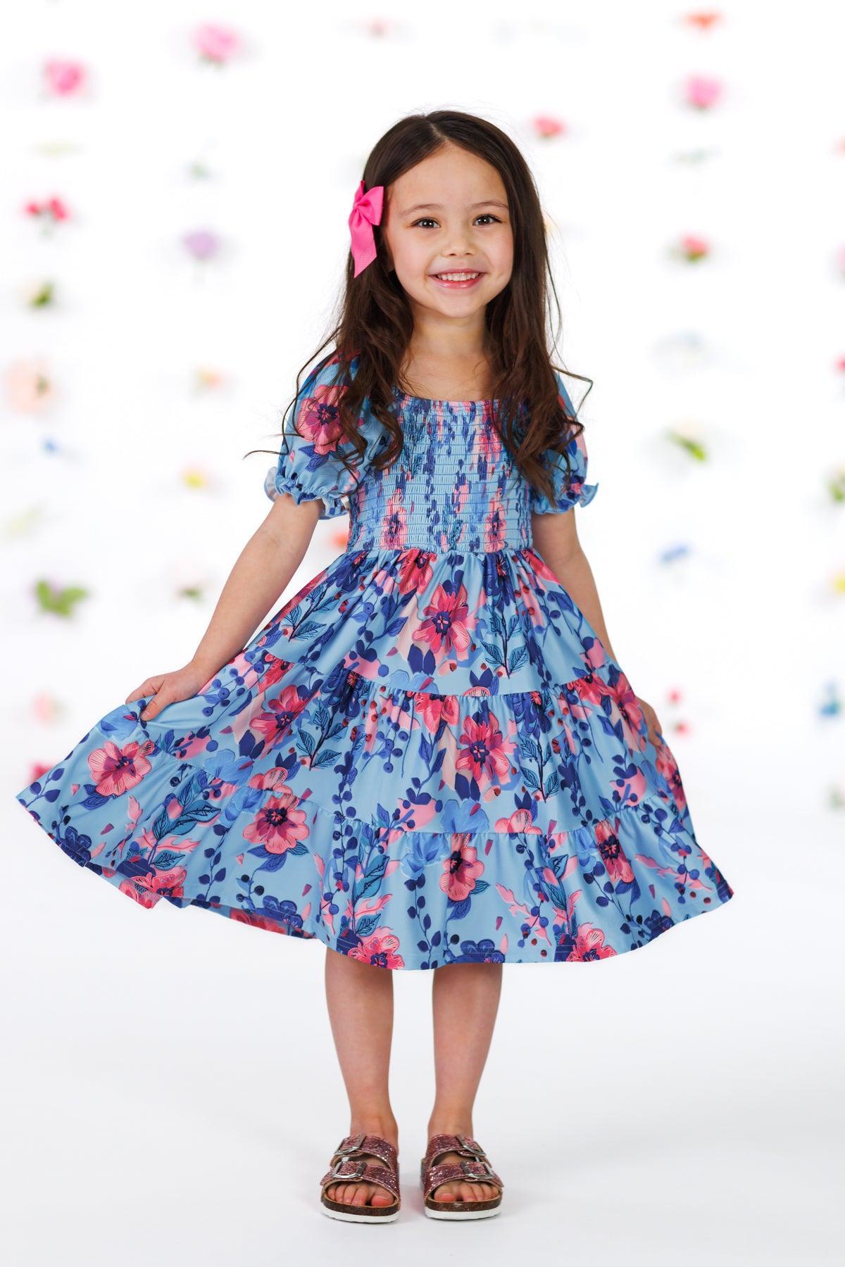 Mom & Me - Blue & Pink Floral Dress