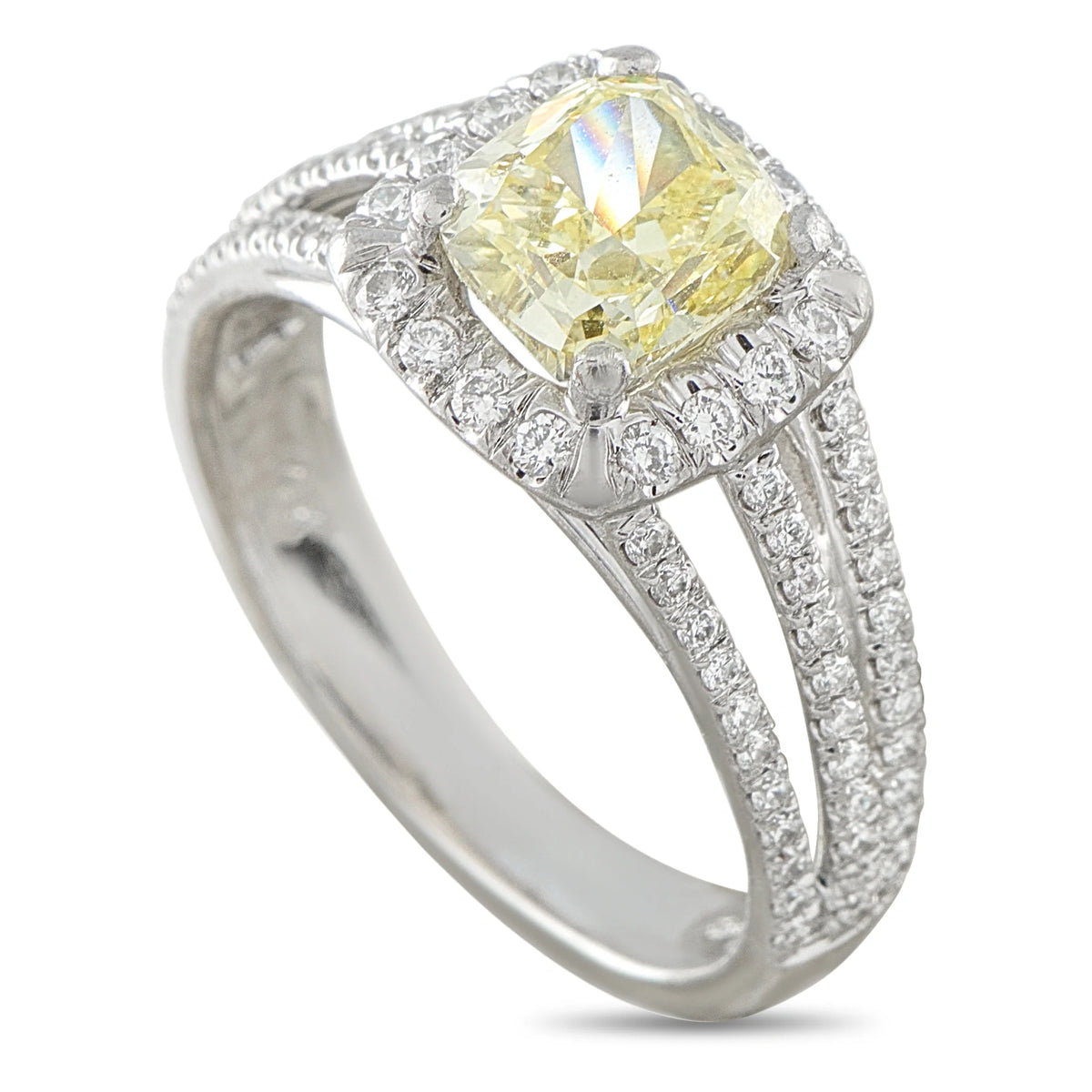 LB Exclusive 14K White Gold 2.16ct Fancy Yellow Diamond Ring MF01-073026