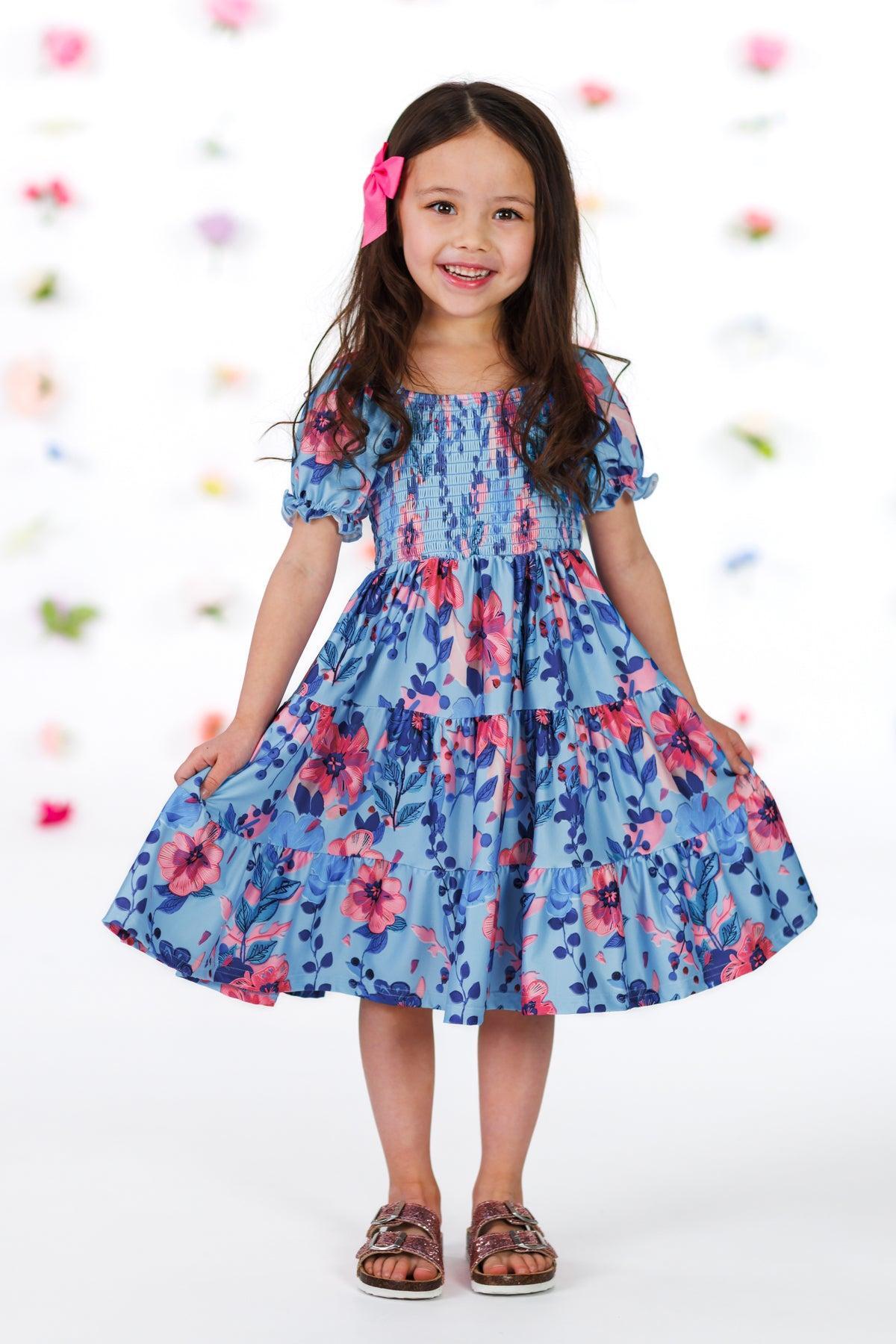Mom & Me - Blue & Pink Floral Dress