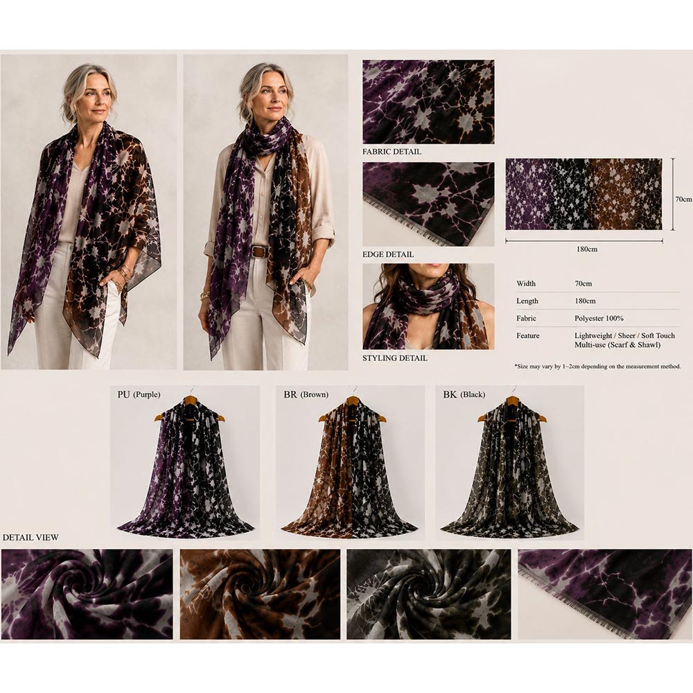 Lightweight Oversized Bold Tie-Dye Print Shawl Wrap Scarf