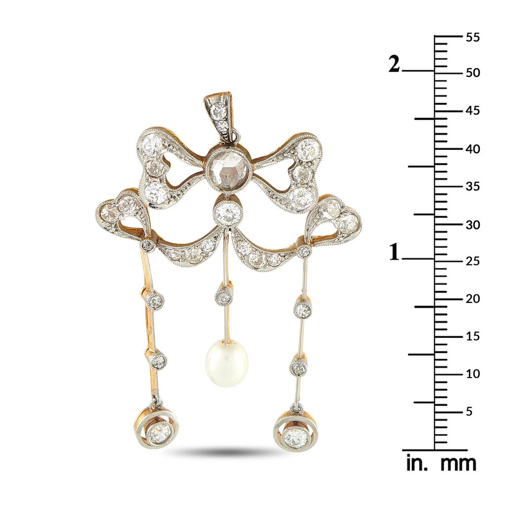Gustav Dahlgren 18K Rose Gold and Silver 1.10ct Diamond and Pearl Pendant GD01-070226