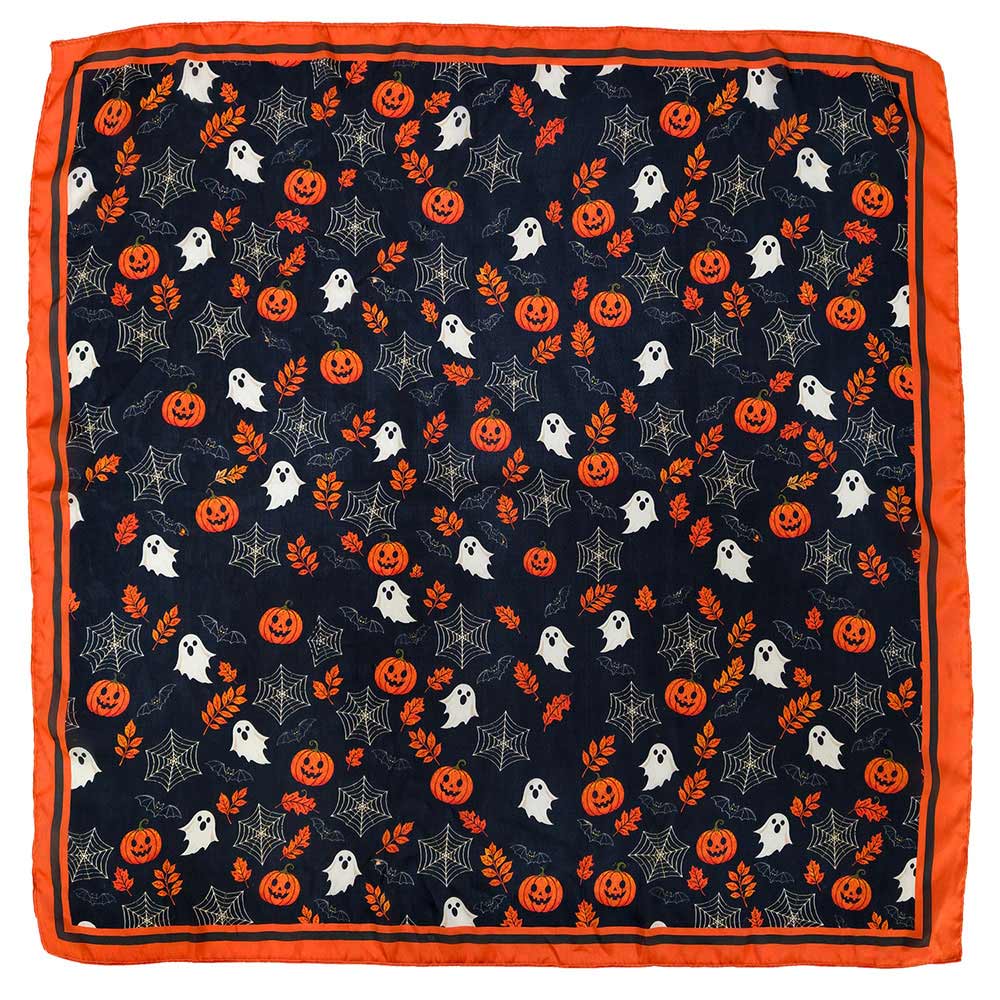 Halloween Ghost Pumpkin Spider Web Pattern Square Scarf