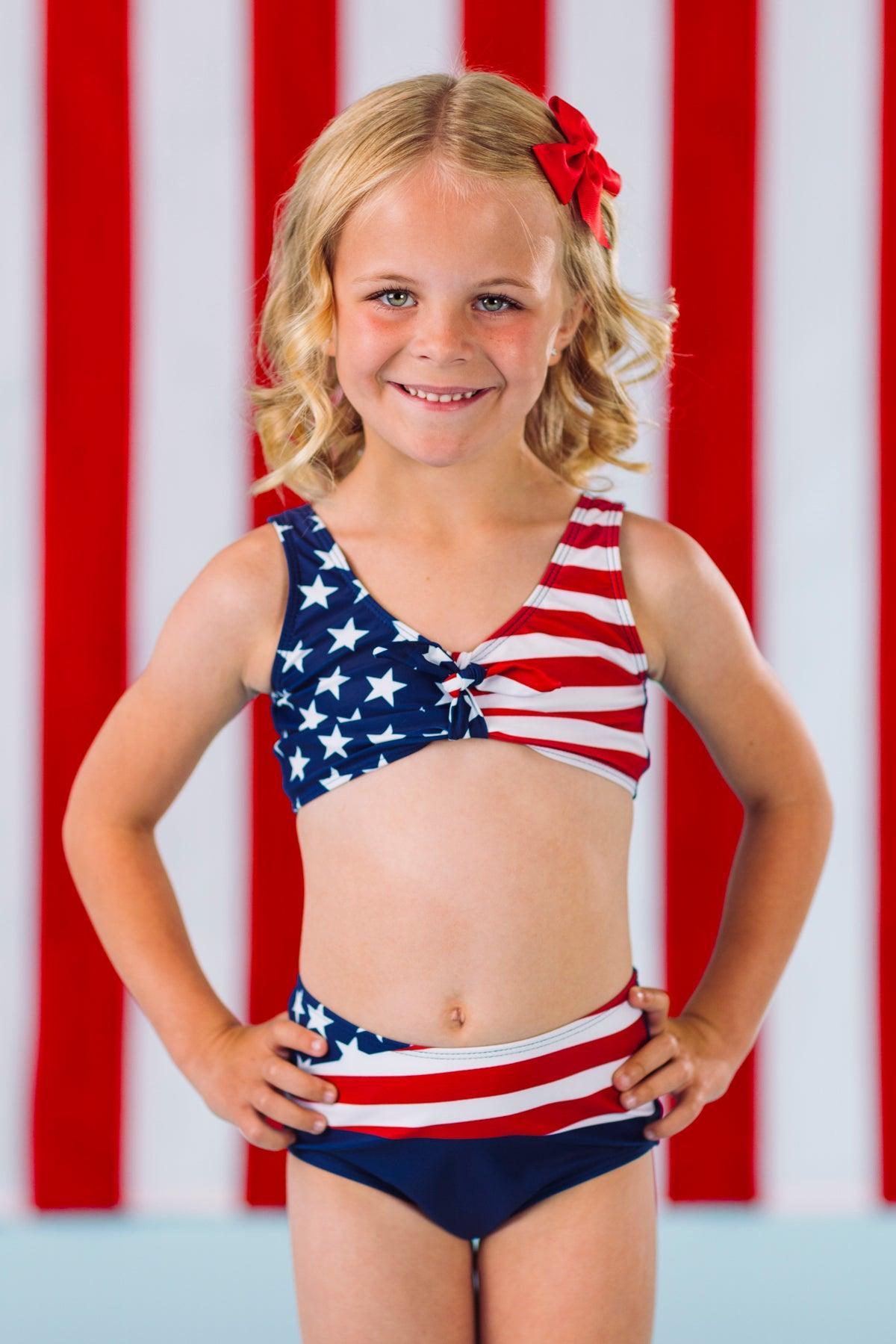 Abstract American Flag Family Swimsuits