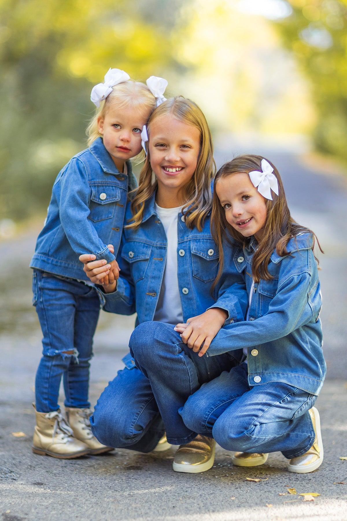 "Big Sis, Lil Sis, Big Bro, Lil Bro" Denim Jacket