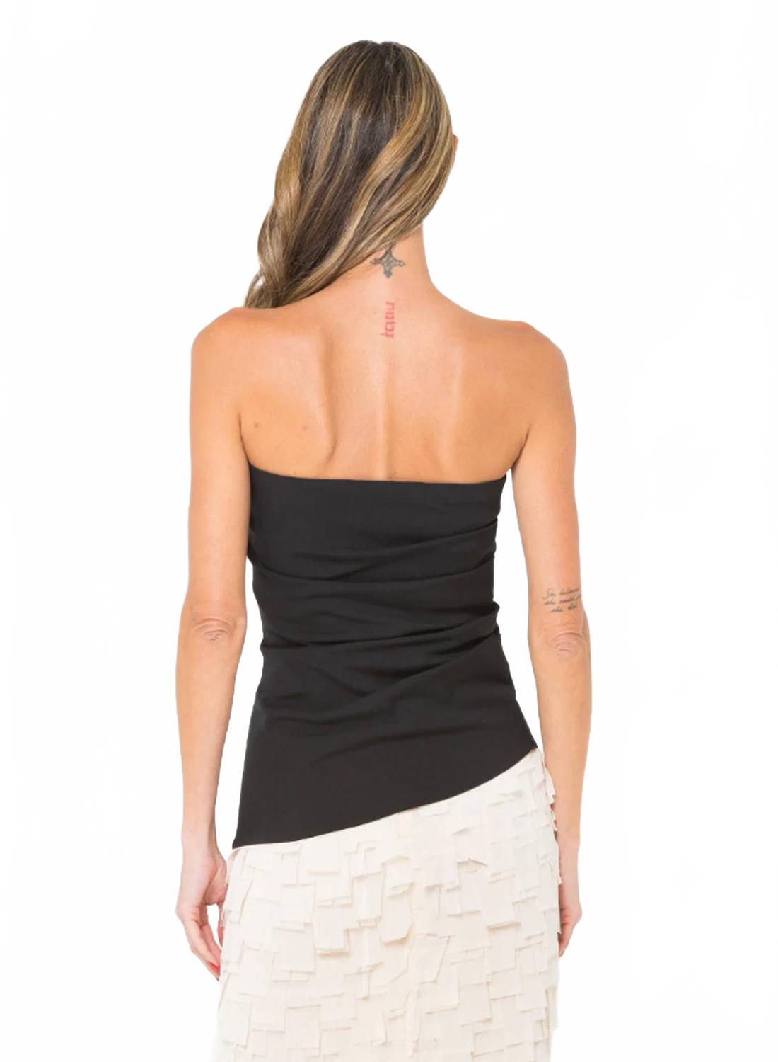 Royce Strapless Straight Neckline Top In Black-Violet