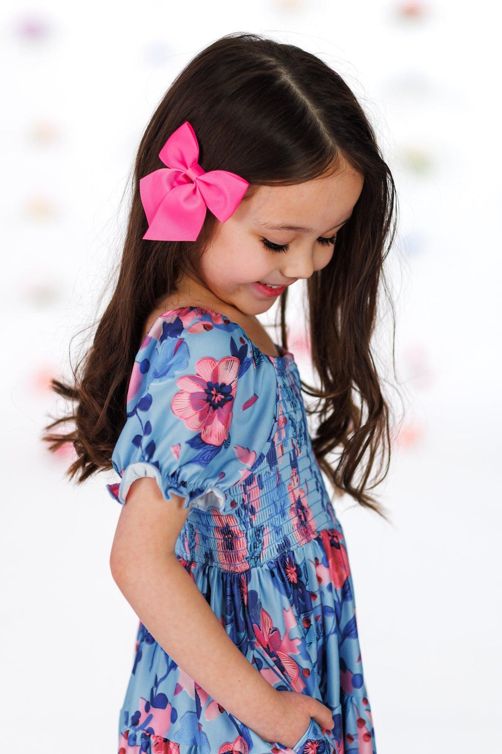 Mom & Me - Blue & Pink Floral Dress