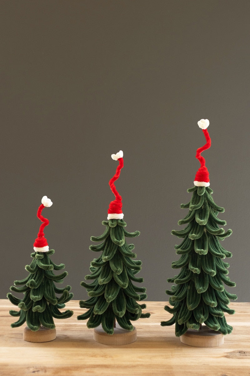 Set Of Three Christmas Trees With Hats