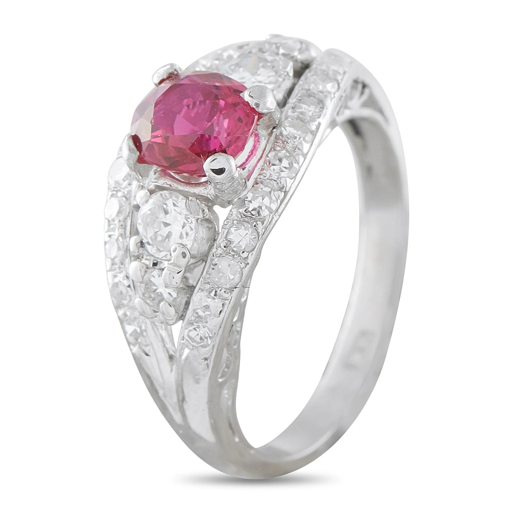 LB Exclusive Platinum 0.60ct Diamond Ruby Ring MF17-072826