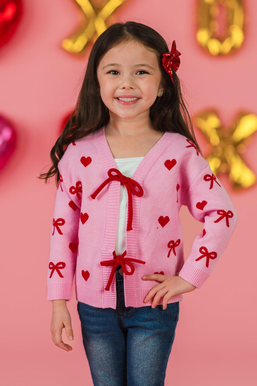 Mom & Me - Pink Heart & Bow Sweater Cardigan