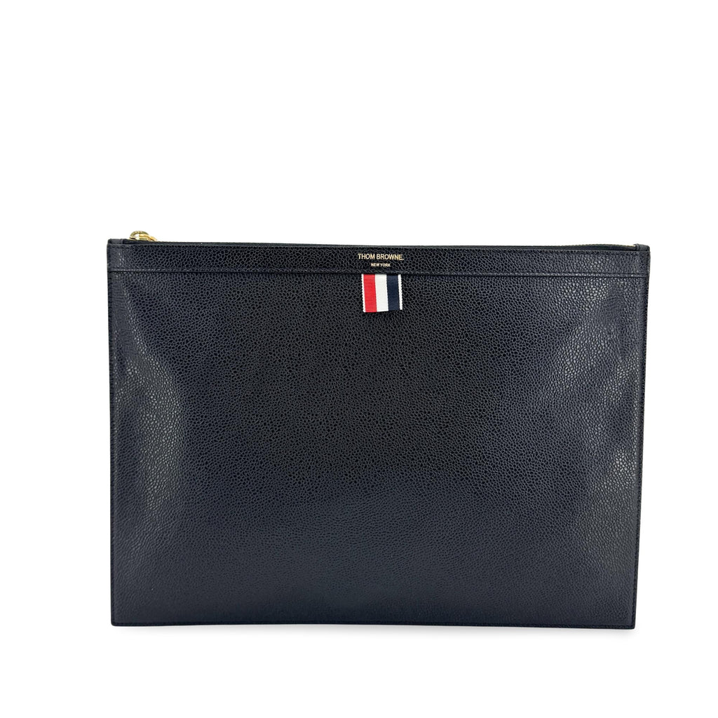 Thom e Zip Document Holder Leather With Applique Calfskin Briefcase Bag (Pre-Owned)
