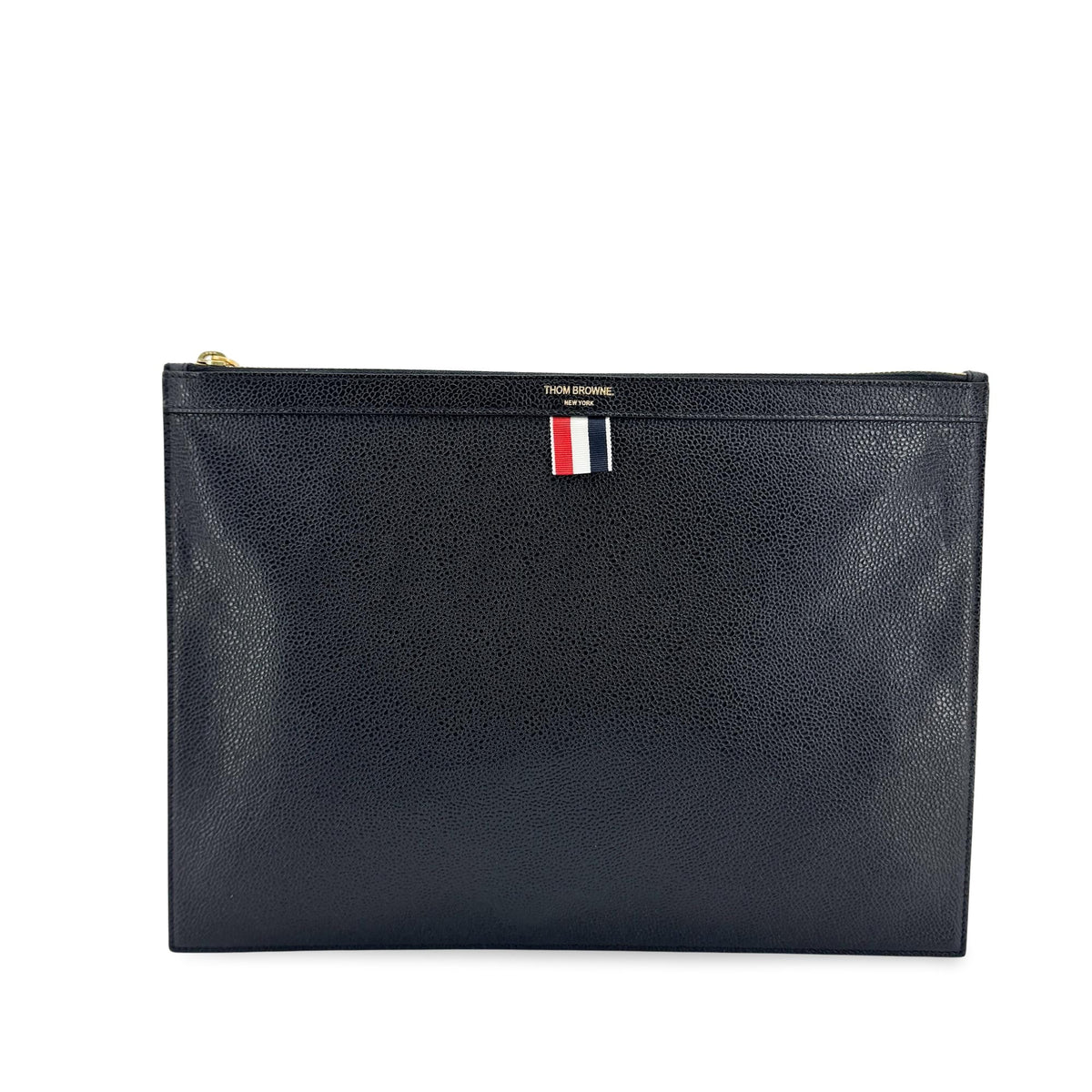 Thom e Zip Document Holder Leather With Applique Calfskin Briefcase Bag (Pre-Owned)