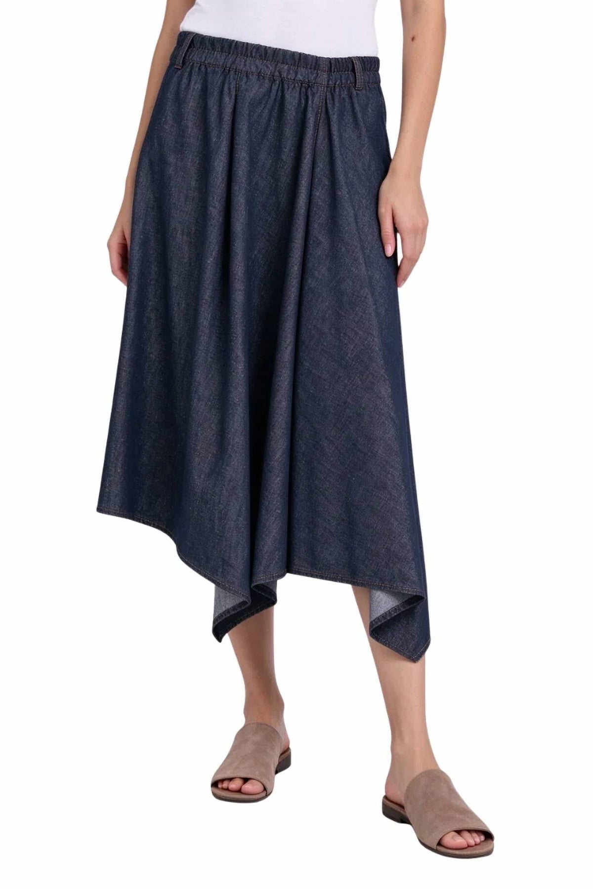 Asymmetric Denim Skirt In Blue