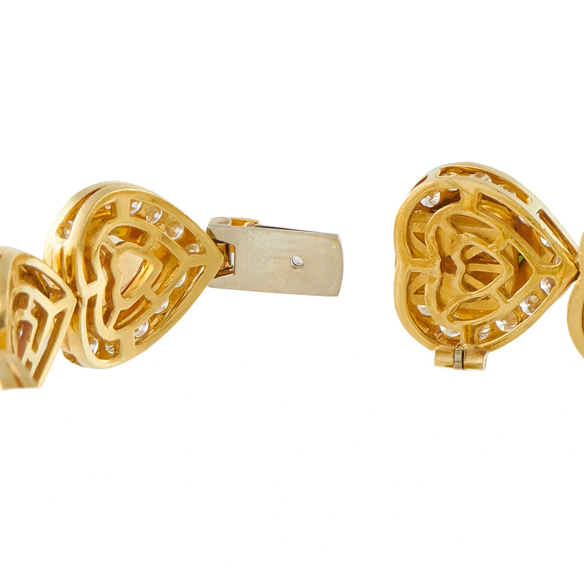 LB Exclusive 18K Yellow Gold 9.02ct Diamond, Citrine, and Tourmaline Heart Bracelet MF06-070626