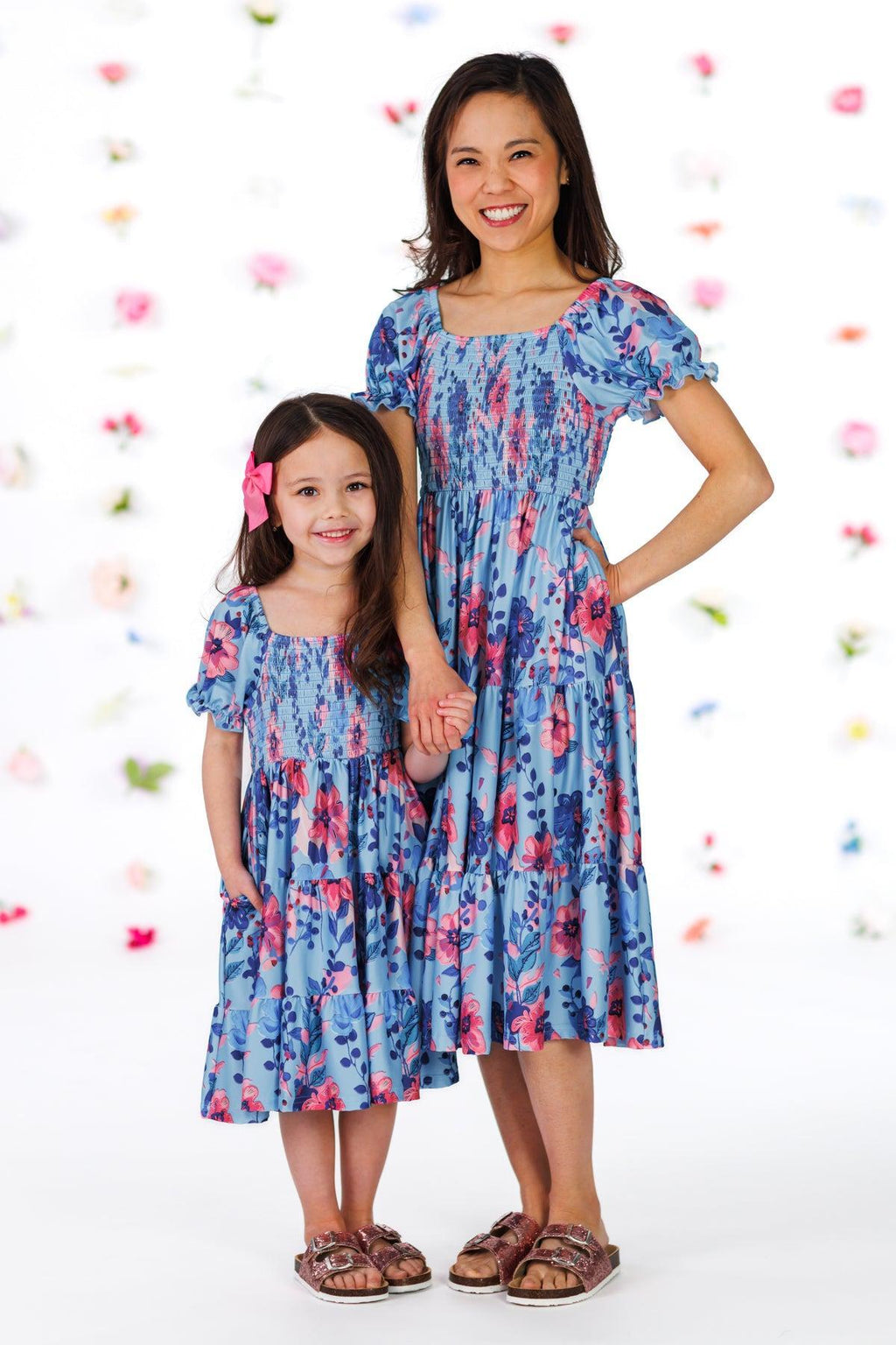 Mom & Me - Blue & Pink Floral Dress