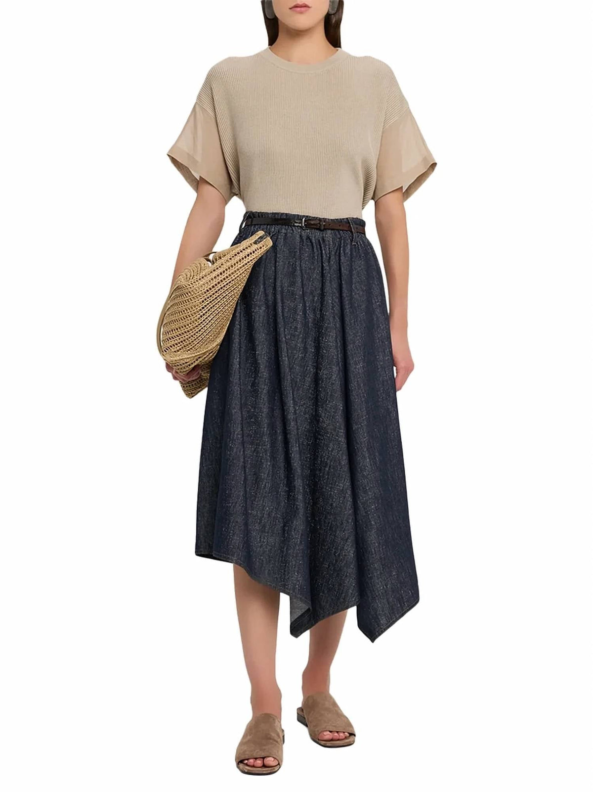 Asymmetric Denim Skirt In Blue