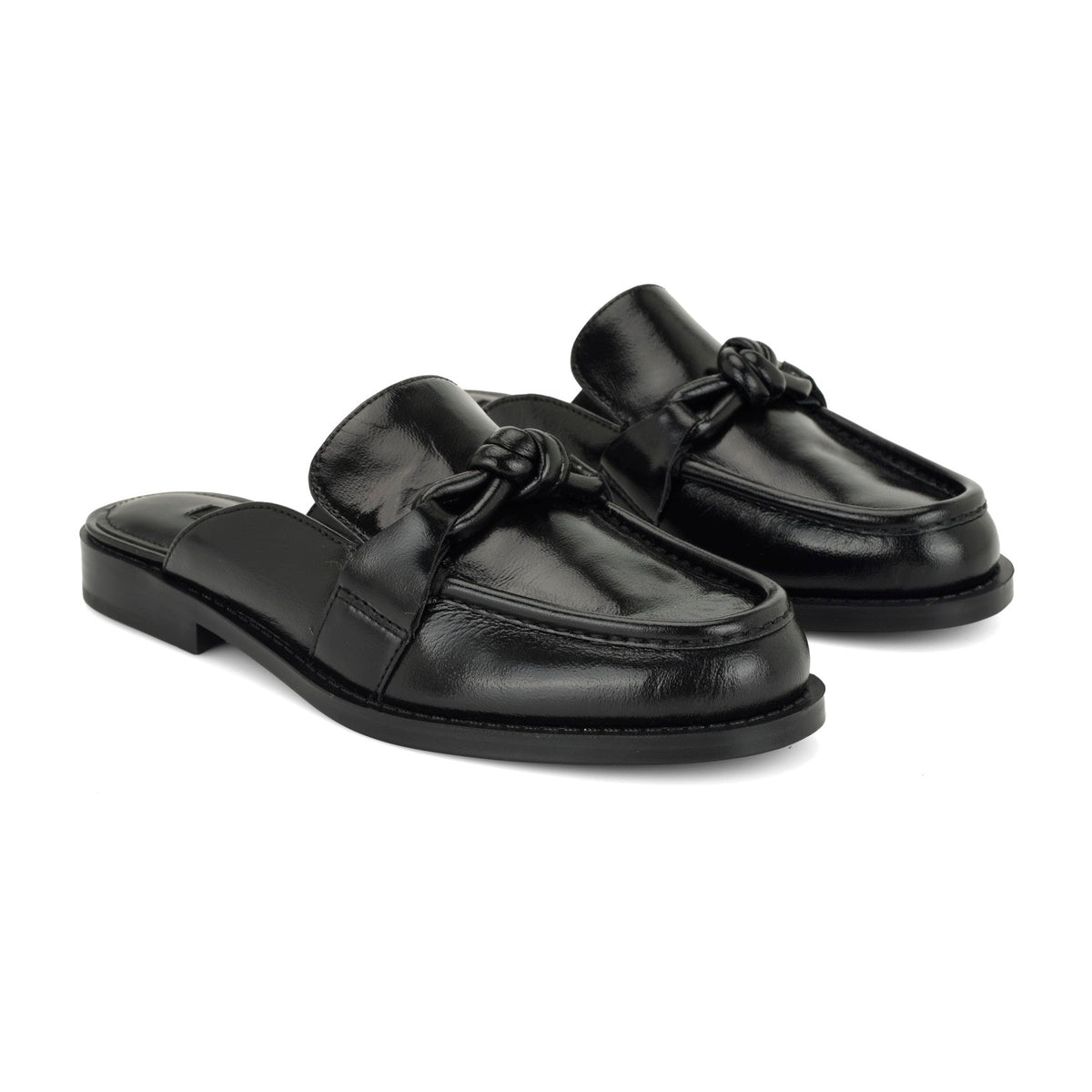 Mavey Leather Knotted Mules