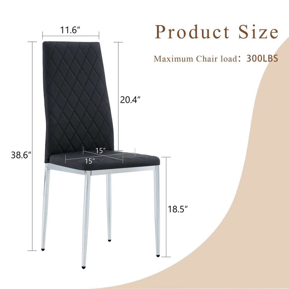 Modern PU Upholstered Dining Chairs with Sleek Metal Legs Set of 4