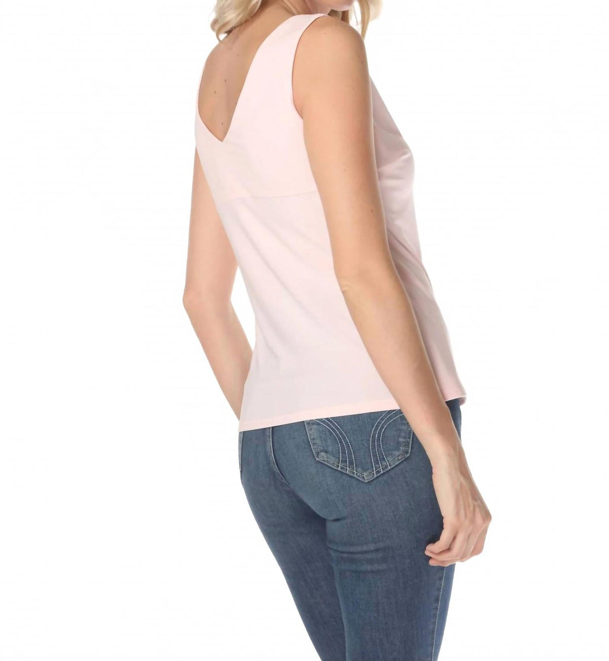V-Neck Sleeveless Tank Top In Petal Pink
