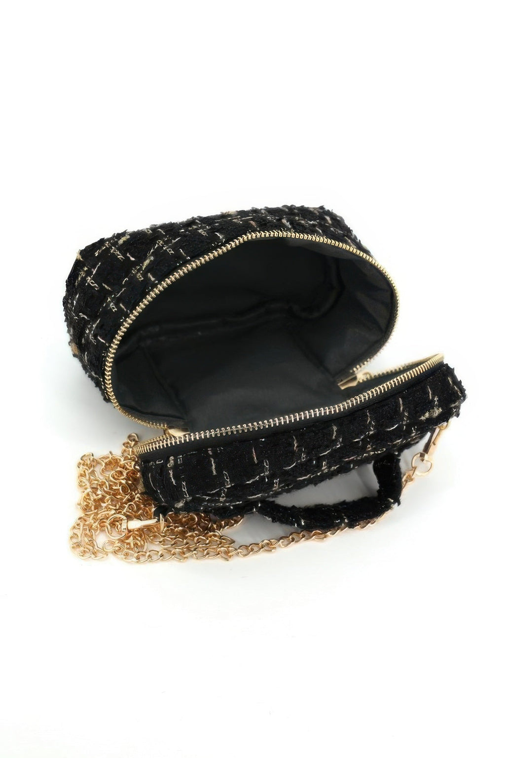 Tweed Vanity Chain Bag With Top Handle