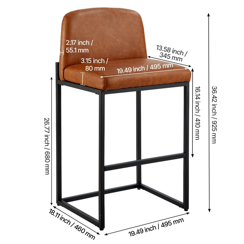 Contemporary Counter Chairs with Upholstered Seats and Metal Legs