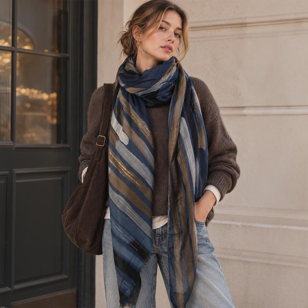 Oversized Lightweight Artistic Geometric Print Shawl Wrap Scarf