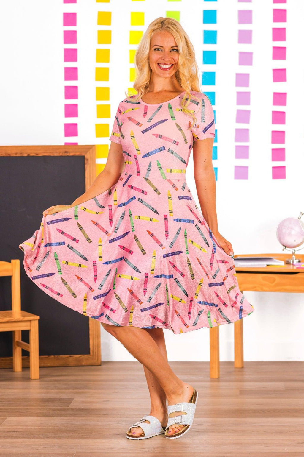 Mom & Me - Pink Glitter Crayon Dress