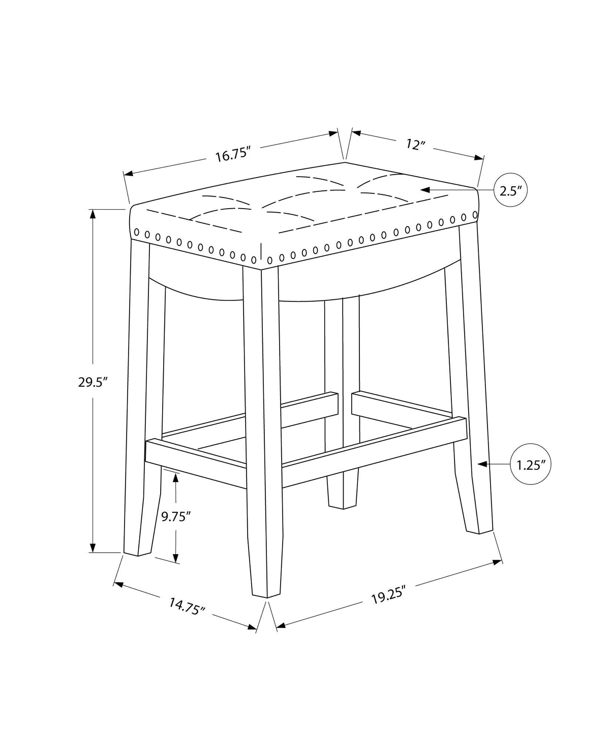 Contemporary Bar Stools with Padded Saddle Seats - Set of 2