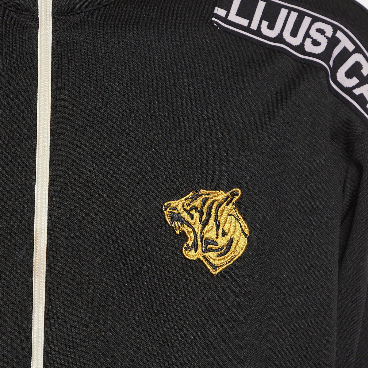 Just Cavalli Black Knit Long Sleeve Zip Front Sweatshirt