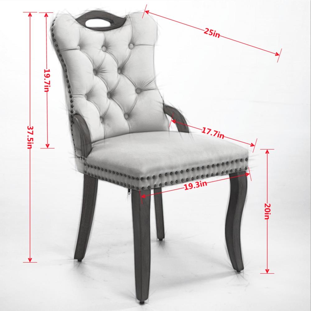 Luxury Upholstered Side Chairs with Tufted Backrests and Curved Wood Legs