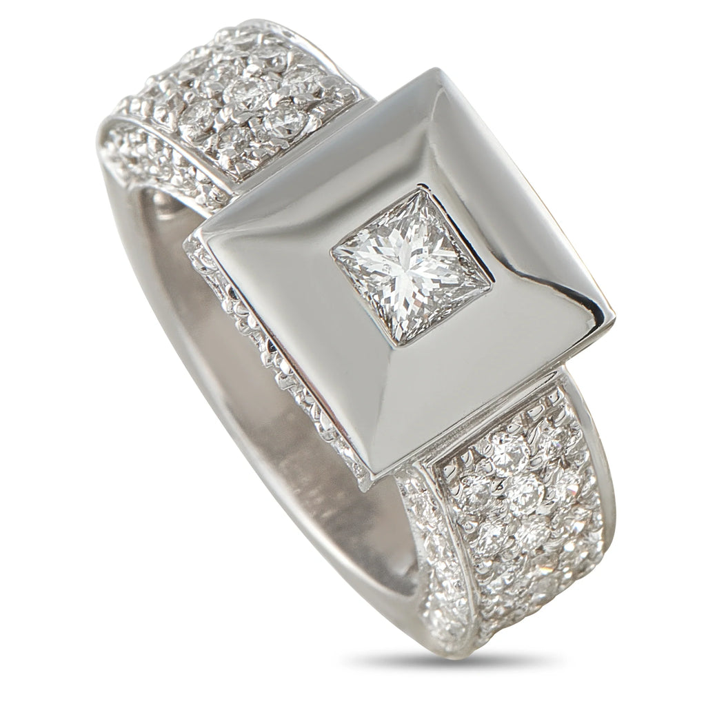LB Exclusive 18K White Gold 0.65ct Diamond Pyramid Ring MF07-071726