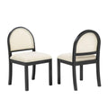 Modern Dining Chairs with Padded Seats and Rattan Accents