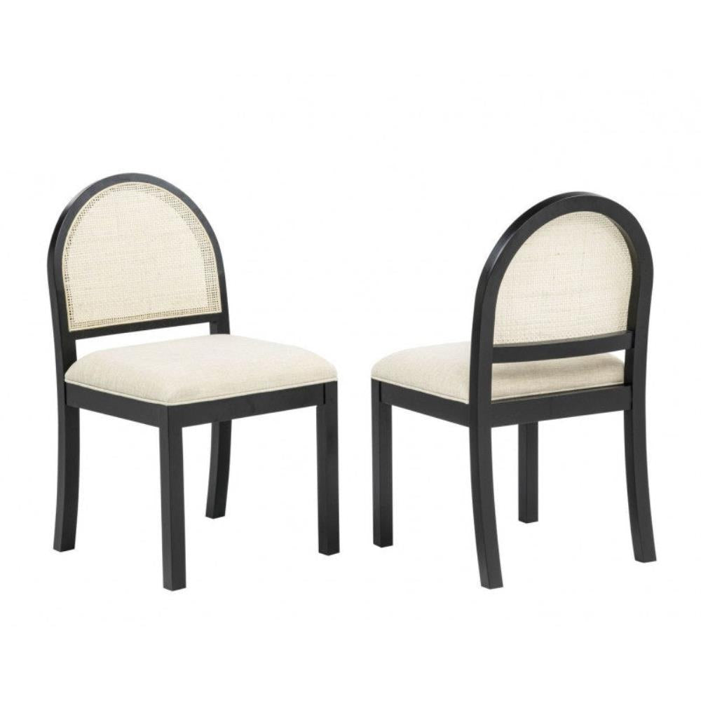 Modern Dining Chairs with Padded Seats and Rattan Accents